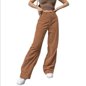 Women High Waist Y2K Corduroy Loose Pants Vintage Straight Leg Baggy Trousers